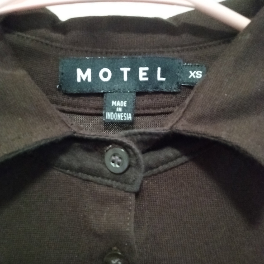 Motel Rocks Women's Luiza Mini Dress in Rib Bitter Chocolate Brown Size XS - Picture 3 of 6